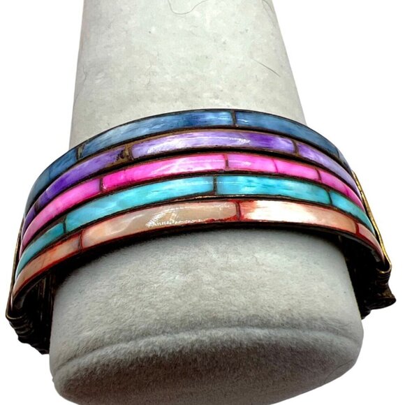 Vintage Boho Style Necklace & Bracelet Set With Multicolor Faux Gemstones.   N57 - Picture 10 of 14